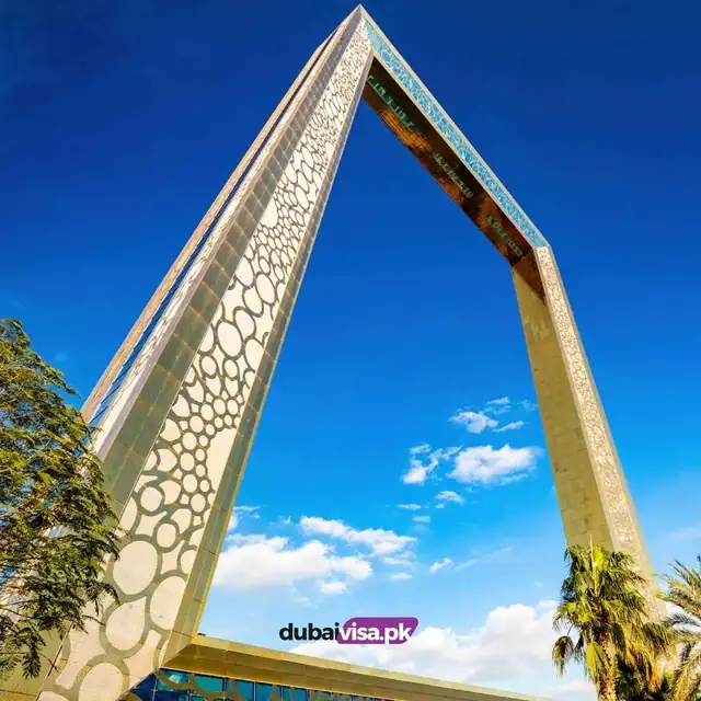 Dubai Frame tickets The Dubai Frame against a blue sky in Zabeel Park