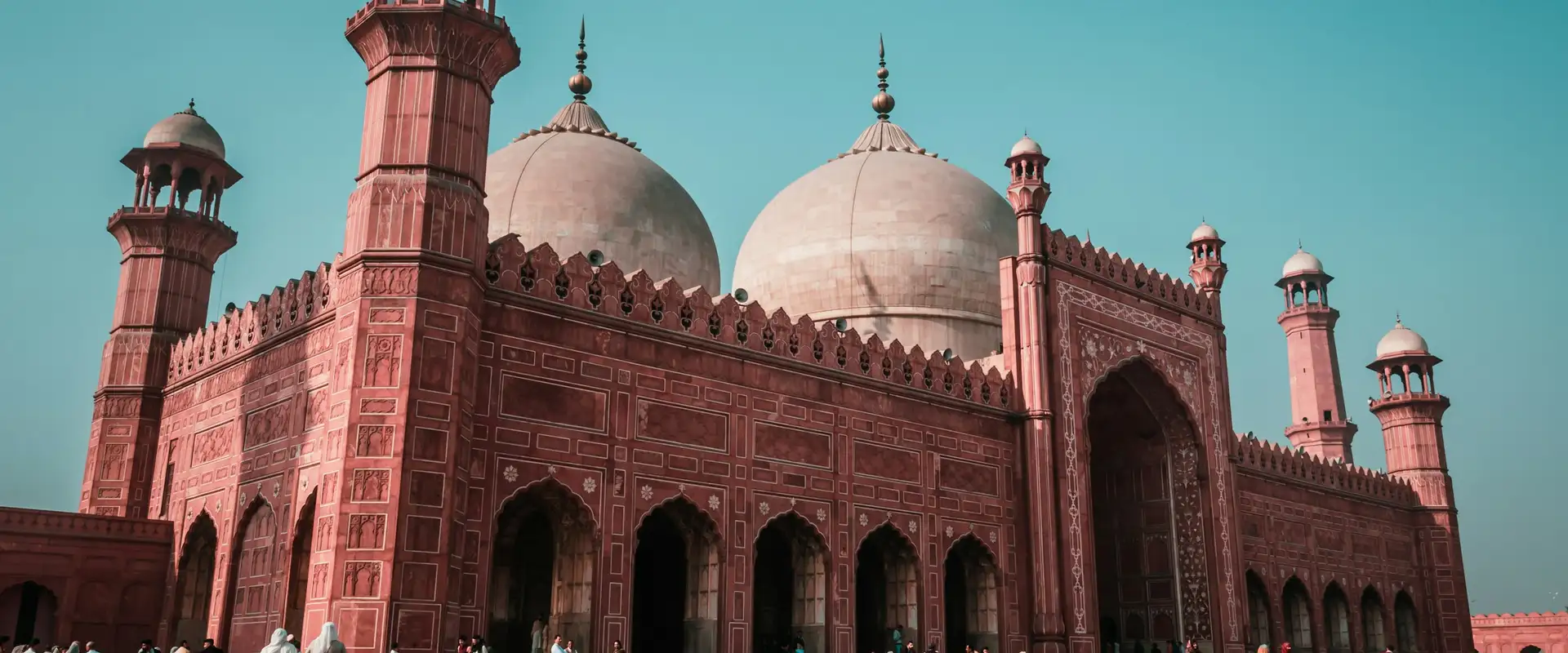 The red sandstone Badshahi Mosque in the Walled City of Lahore